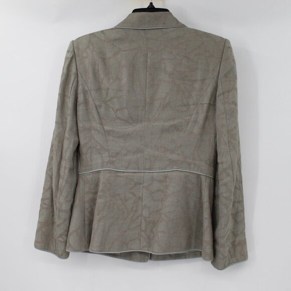Armani Collezioni blazer womens 2 Flax linen blend 3 button textured geometric - Picture 7 of 16